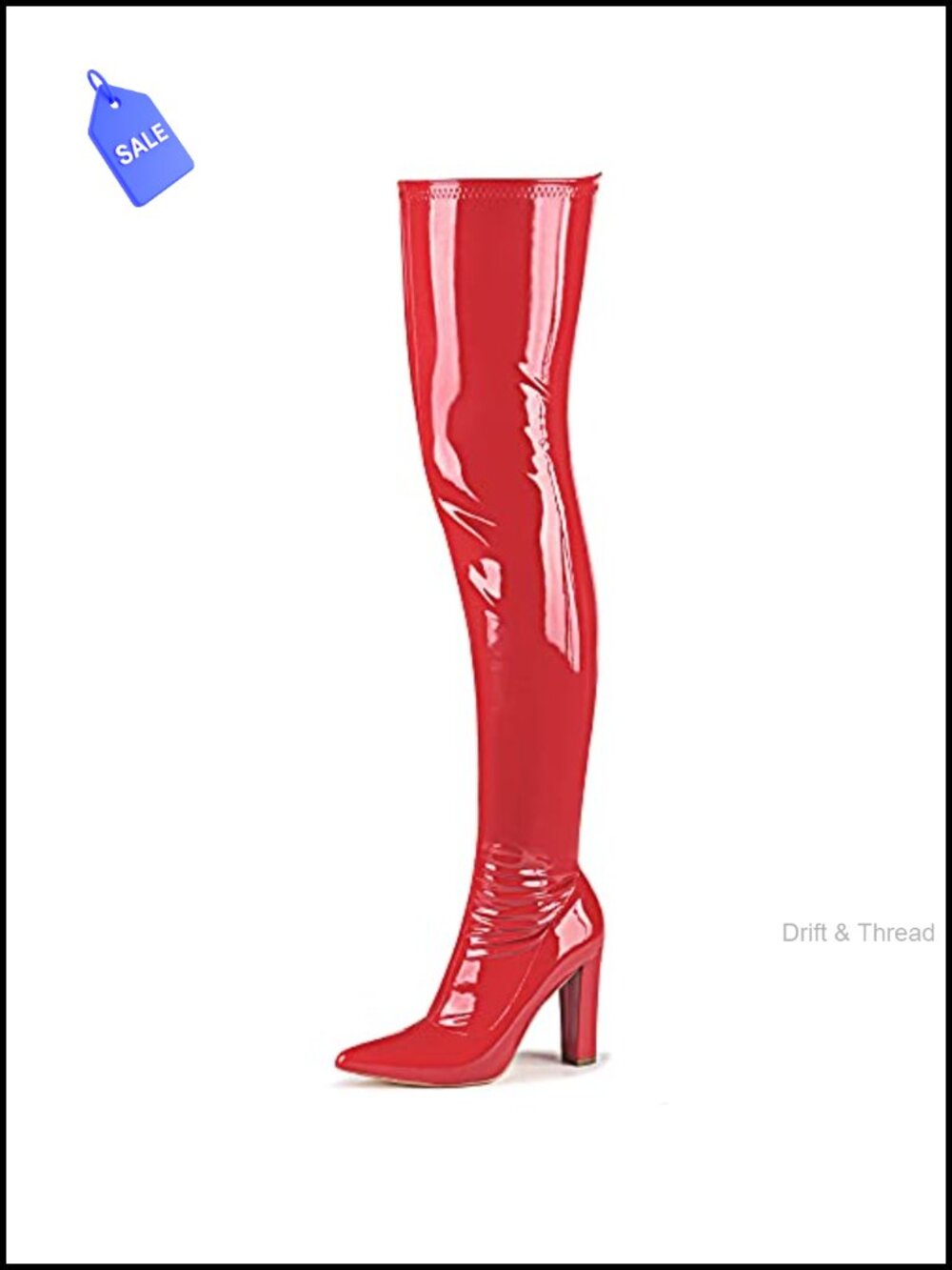 Women's Thigh High Patent Leather PU Gogo Boots with Block Heel